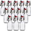 gouveo Set di 12 bottiglie di vetro da 100 ml, rotonde con chiusura a leva, colore rosso, piccole bottiglie da riempire, bottiglia con chiusura a leva, bottiglia per liquori, bottiglia di succo