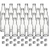 gouveo Set 24 bottiglie in vetro 200 ml rotonde con tappo a vite argento - bottigliette per liquore, succo, aceto e olio - set bottiglie (FKT200S)