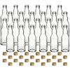 gouveo Set 24 bottiglie in vetro 200 ml tonde con tappo a vite oro - bottigliette per liquore, succo, aceto e olio - set bottiglie (FKT200G)
