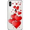 Mixroom - Cover Custodia Case in TPU Silicone Morbida con Sfondo Trasparente per Apple iPhone XS Fantasia Cuori Love T457