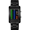 TONSHEN Uomo Binario Orologi da Polso Donna Subacqueo 50M Impermeabile 4 Colore LED Controluce Data Calendario Outdoor Sportivo Acciaio Inossidabile Orologio Unico Elegante Design Rettangolare Dial (Nero)