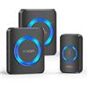 VOXON Campanello Wireless, Portata di 400m, Set di Campanelli Senza Fili con 2 Ricevitori, Impermeabile IP65 per Esterni, Campanello con Luce LED, 5 Livelli di Volume, 60 Melodie