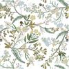 CiCiwind Carta da parati autoadesiva con fiori, 40 x 300 cm, bianco, giallo, marrone, verde, foglia, autoadesiva, per mobili, pareti, armadi, vinile
