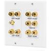Fosmon Placa de Pared 2-Gang 5.1 Surround Cine en Casa, Rame Bianco | Connettori Enchapados en Oro Banana Binding Post Coupler Type Faceplate per 5 Altoparlanti e 1 Jack RCA per Subwoofer