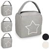 Relaxdays 4x Fermaporta a Sacco, Blocca Porte e Finestre, Tessuto, Manico e Stella Decorativa, 18,5x14x10 cm, Grigio