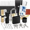 FAHEFANA Set Grimaldelli da 36 Pezzi, [Adatto ai Principianti & 2023 Aggiornato] FAHEFANA Set Fabbro con 3 Trasparente Serratura Lucchetti, Lockpicking Set con E-Guide per Fabbri Principianti ed Esperti