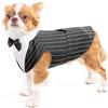PUMYPOREITY Smoking Elegante Cane Piccola Taglia - Vestito Matrimonio da Sposo Maschio - Tailleur Nero Righe S