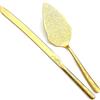 Berglander Set di coltelli e server per torta nuziale in oro, placcatura in oro titanio con design unico, set da portata per formine per torta, perfetto per matrimoni, compleanni