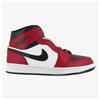 Nike Jordan 1 Mid - Sneakers Sportive Alte da Uomo in Pelle Bianco Rosso