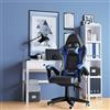 BIGZZIA Bigzza Game Chair - Sedia da ufficio girevole regolabile del gioco da corsa - Con cuscino e schienale reclinabile, nero e blu - Nero e Blu