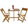 Estosa - Set tavolo + sedie in legno di acacia, set pieghevole e portatile, facile da chiudere per il trasporto e per utilizzare in giardino,