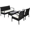 Outsunny Set da Esterno 4 Pezzi in Rattan pe con Tavolino 2 Poltrone e Divano - Outsunny