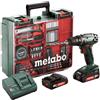 Metabo - Trapano avvitatore bs 18 Set + 2 batterie 18V 2.0 Ah, caricabatteria + Valigetta Officina mobile - 602207880