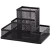 D.RECT Organizer da scrivania | portapenne organizer da tavolo in metallo | ripiano da ufficio con porta foglietti in rete | 103 x 154 x 103 mm nero