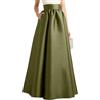 Tainrunse Gonna da donna con orlo ampio svasato a trapezio autunnale in finto raso maxi lunghezza al pavimento tinta unita tasche a vita alta elegante vintage casual oversize lungo, Verde, XL