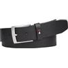 Tommy Hilfiger Cintura Uomo Adan 3.5 Seasonal Texture in Pelle, Nero (Black), 80 cm