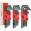 GETLITOOL Set 35PZ Chiave Esagonale a T Lungo con Testa Sfera Metrico/Pollice e Testa Stella Chiavi a Brugola 13X Chiave Metrica 1.27-10mm + 13X Chiavi SAE 0.05-3/8in + 9X Chiave Torx T10-T50 - Nero