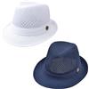 HunterBee 1/2/6 PCS Estate Mesh Fedora Cappelli Lady Ladies Trilby Panama Cappello Cool Traspirante Sun Beach Cap per gli Uomini Donne, bianco e blu navy., L