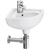 Inbagno Lavabo bagno angolare sospeso, 44 x 36 x 19,5 cm, design salvaspazio in ceramica bianca lucida