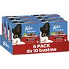 FELIX Original Cibo Umido per Gatti Adulti in Salsa con Anatra e Agnello, Tacchino e Fegato, Pollo e Rognone, Coniglio 60 Buste da 85g