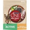 PURINA ONE Mini Small Active Crocchette per Cani Adulti con Pollo e Riso 8 Sacchi da 800g
