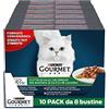 Gourmet Purina Gourmet Perle Filettini in Salsa Cibo Umido per Gatti con Verdure con Vitello, Selvaggina, Manzo, Trota, 80 Buste da 85 g