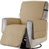 subrtex Copripoltrona Relax Reclinabile,Copri Poltrona Relax Reclinabile 1 Posto Lavabili per Sedia Reclinabile con Cinghia Elastica Regolabile Casa(Piccola, Cachi)