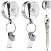 HAOXYO 2 Pack Portamatite Retrattile,Porta Penna,Porta Matite,Anello a Molla Regolabile,Ideale per Pennarelli e Matite da Carpentiere,Cavo Spesso,Bobina Retrattile e Clip da Cintura in Etallo Stretto.