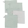 roba Set 5 Asciugamani Bio Lil Planet, Mussola di Cotone biologico, Certificato GOTS, 25 x 25 cm, Idrorepellente, Salviette Traspiranti e Lavabili, Materiali Sostenibili, Verde