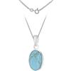 Tuscany Silver Collana con pendente ovale in turchese su catena in argento sterling da donna 46cm/18