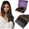 Fshine Extension Capelli Veri Filo Invisibile 40CM 80g Extension Capelli Balayage Colore 2 Castano Scuro e 6 Castano Medio Con 2 Marrone Scuro Capelli Lisci Veri Secret Wire Extension Veri