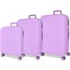 MOVOM Riga Cabin Valigia, Viola, Set di 3 valigie, Viola, 40 x 55 x 20 cm, Set di 3 valigie