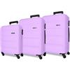 Roll Road Flex Valigia rigida realizzata in ABS, un materiale, chiusura a combinazione laterale 4 ruote doppie bagaglio a mano, pratico interno con un vano, Viola, 38 x 55 x 20 cm, 46 x 65 x 23 cm, 52