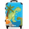 NoBoringSuitcases.com Valigia Bambini, Valigia Grande, Trolley Bambino, Valigia Per Bambini, Serratura TSA, Trolley Bambino da Viaggio, Valigia Grande 23 kg (67 cm - 72 L), (Dinosauri - Verde-Blu)