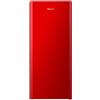 Hisense RR220D4BRE - Frigorifero a porta singola, Freeze Zone, 165 L di capacità, 128 cm di altezza, classe E, Portabottiglie, Cycle Defrost (Cicicicco), cassetto frutta e verdura, colore: rosso
