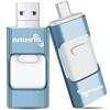 Suhsai Chiavetta USB 3.0 da 256 GB Chiavetta USB 4 in 1 ad alta velocità Chiavetta USB Chiavetta USB Photo Stick (Blu)