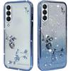 BAOJAY Compatibile per Samsung Galaxy A30s / A50S / A50 Silicone Case [Glitter Bling Cover Glitter Clear View,Custodia Trasparente Antiurto regali per ragazze e signoreo-blu