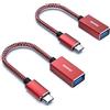 BENFEI Adattatore USB C a USB 3.0 2 confezione, adattatore USB Type-C a USB 3.0, compatibile per iPhone 15 Pro/Max MacBook Pro/Air 2023 iPad Pro iMac S23 XPS 17 e altro, Rosso