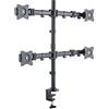 PureMounts OFFICE-04 Supporto da tavolo per 4 monitor da 33-69 cm (13-27), inclinabile: da -45° a 45°, orientabile: 180°, ruotabile: 360°, VESA 100x100, nero