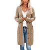 Earnmore - Maglione Lungo da Donna, a Maniche Lunghe, con Bottoni Frontali Aperti, con Tasche, per Autunno Inverno, Cachi, M