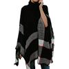 FRAUIT Mantella Donna Invernale Taglie Forti con Collo Alto Poncho Donna Lavorato A Maglia Maglioni Donna Invernali Eleganti Lunghi Maglieria Plaid Primavera Maglie Particolari Inverno Elegante