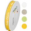 Halbach Seidenbänder Nastro decorativo per Pasqua, 15 mm x 20 m, decorazione per Pasqua, scritta Frohe Ostern, nastro di lino, per regali di Pasqua, colore: giallo/bianco