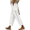 CMTOP Pantaloni Donna Estivi Pantalone Lino Leggeri Larghi con Tasche Pantaloni di Svago Pantaloni Casual da Spiaggia XL Bianco