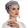 Carebell Elegance Black Abstract - Turbante oncologico in bambù e cotone per chemioterapia o alopecia, Grigio perla, Taglia unica
