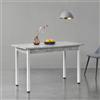 [EN.CASA] Tavolo da Pranzo Rettangolare 120 x 60 cm con Gambe in Acciaio Tavolo da Cucina fino a 4 Posti in Design Moderno - Effetto Cemento / Bianco