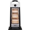 Bakaji Stufa Alogena 3 Elementi Riscaldanti 1200W con Potenza Regolabile 400/800/1200W Oscillazione Orizzontale Altezza 63cm per Interno Colore Nero Silver Design Moderno
