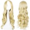 EUPSIIU Lungo Ondulato Parrucche Bionda per le Donne 27''/70cm Lungo Ricci Donna Parrucche Resistente al Calore Cosplay Lunga Capelli Ricci Della Signora Di Modo Festa (Leggero Biondo)