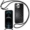 Foonary Cover con Cordino per Apple iPhone 12 Pro Max 6,7, Custodia con Laccio Collana Tracolla Aesthetic Disegni Silicone Necklace Regolabile Protettiva Corda Case per iPhone 12 Pro Max, Leopardata