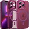 HGH Custodia magnetica per iPhone 13 Pro, compatibile con MagSafe, trasparente, opaca, cover posteriore sottile, antiurto, per iPhone 13 Pro da 6,1 pollici (vino rosso)