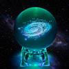 Excerando Galassia sfera di cristallo - palle di vetro con base lampada a LED, Chiaro 80mm Galassia sfera cristallo regali per neonati, Lampada Galaxy Luci notturne per bambini